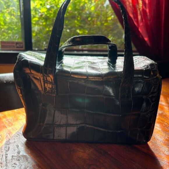 Green Furla crocodile bag - Picture 3 of 9